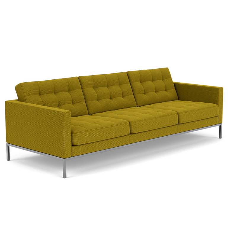 Florence Knoll™ Relaxed Sofa, Polished Chrome Base, Cato Green