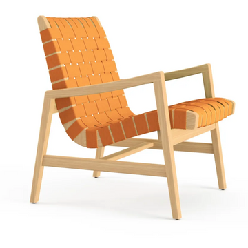 Knoll Risom Lounge Chair, Maple/Ochre Sunbrella