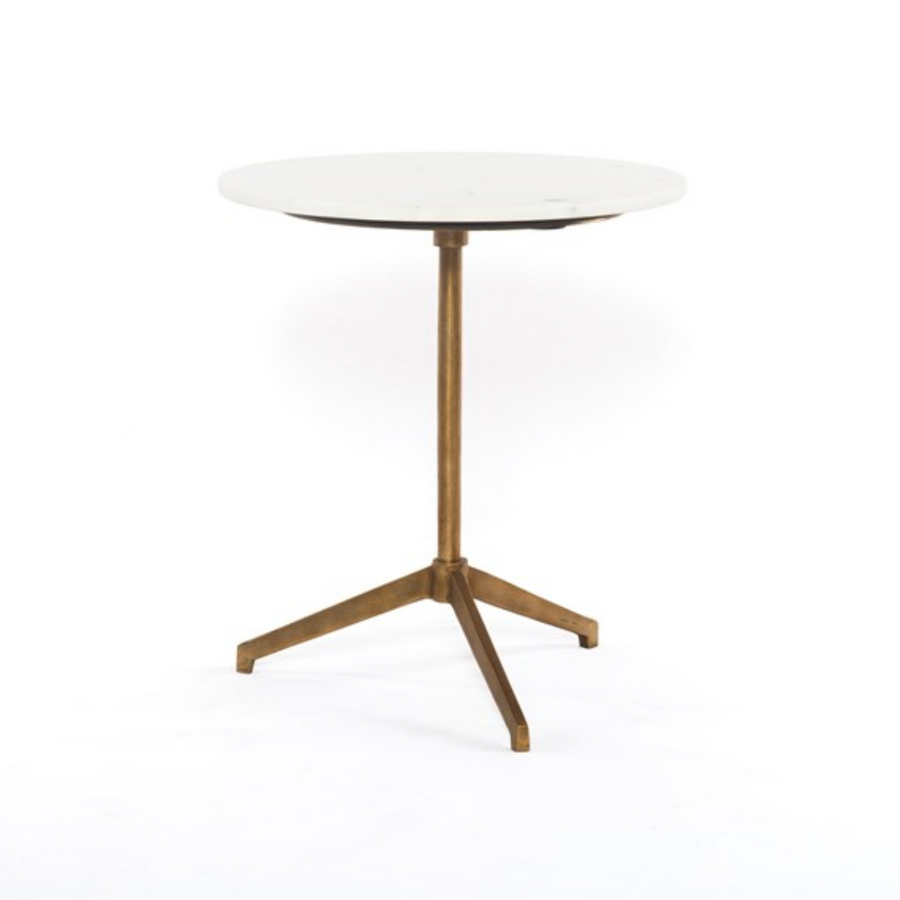 Helen End Table, White Marble/Raw Brass