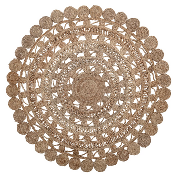Hand Woven Jute Rug, 4' Round