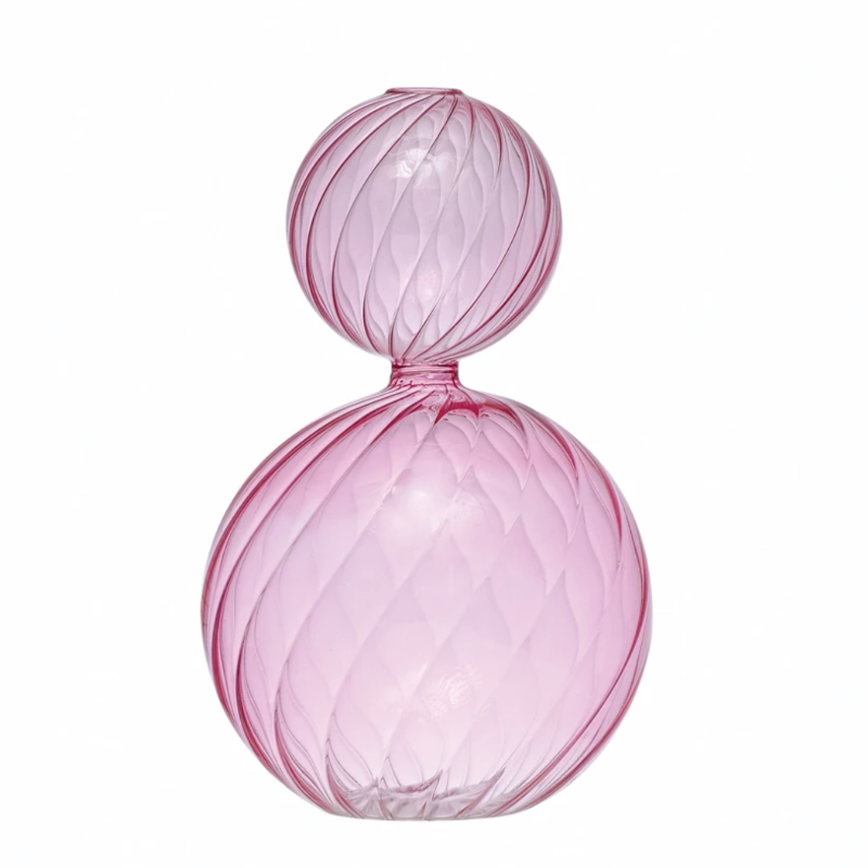 Twisted Glass Vase, Pink