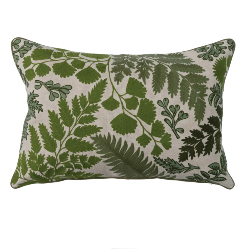 Embroidered Botanical Lumbar Pillow, 24