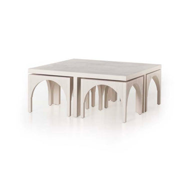 Amara Coffee Table with 4 Nesting Tables, White
