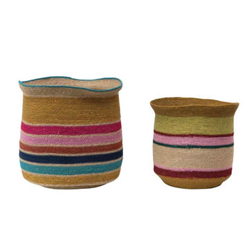 Hand Woven Seagrass Basket, Multi-Color