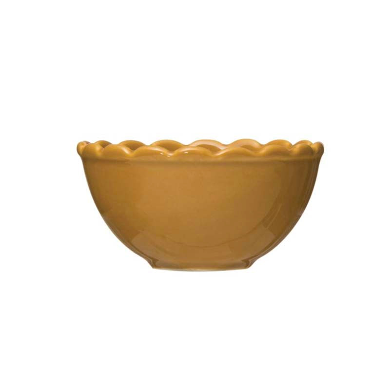 Stoneware Scalloped Bowl, Mustard